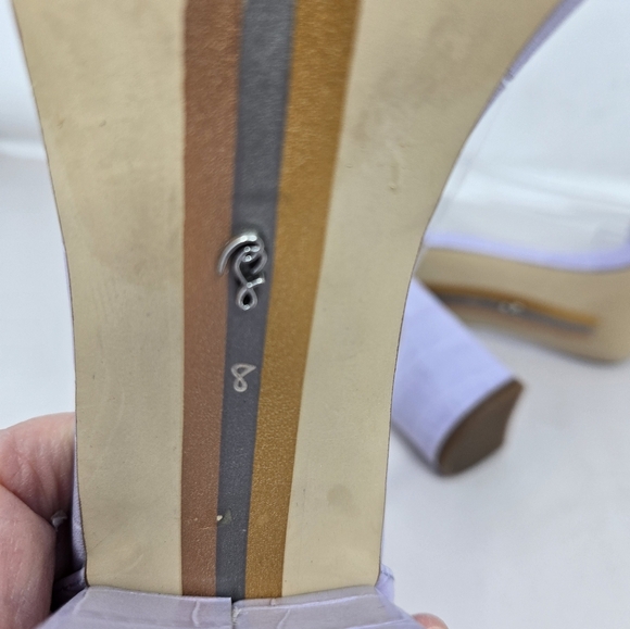 Sam Edelman Yaro Lilac Crocodile Embossed High Heel Sandels Sz 8M Adj. Straps - Picture 9 of 10